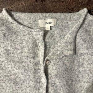 bohme Soft Light Gray Button-Front Knit Cardigan